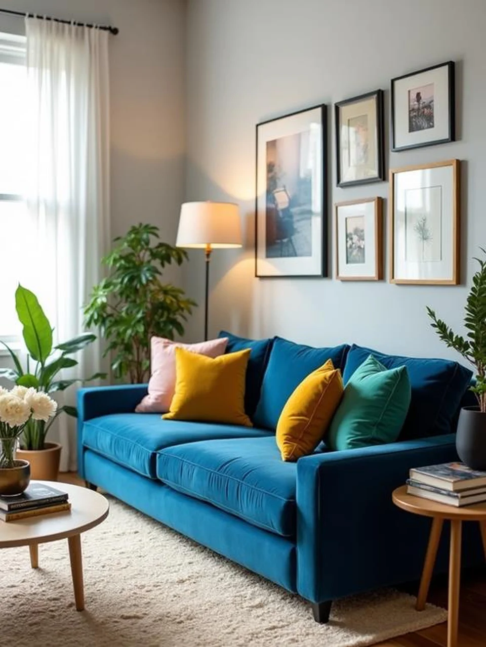 Blue Velvet Sofa Living Room Ideas - Add Vibrant and Bold Colors