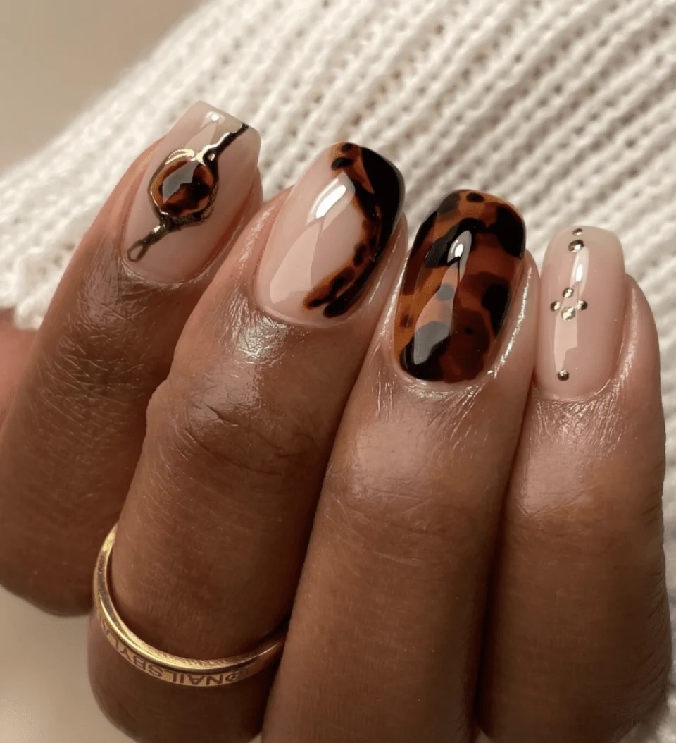 Acrylic Overlay Fall Chrome Nails