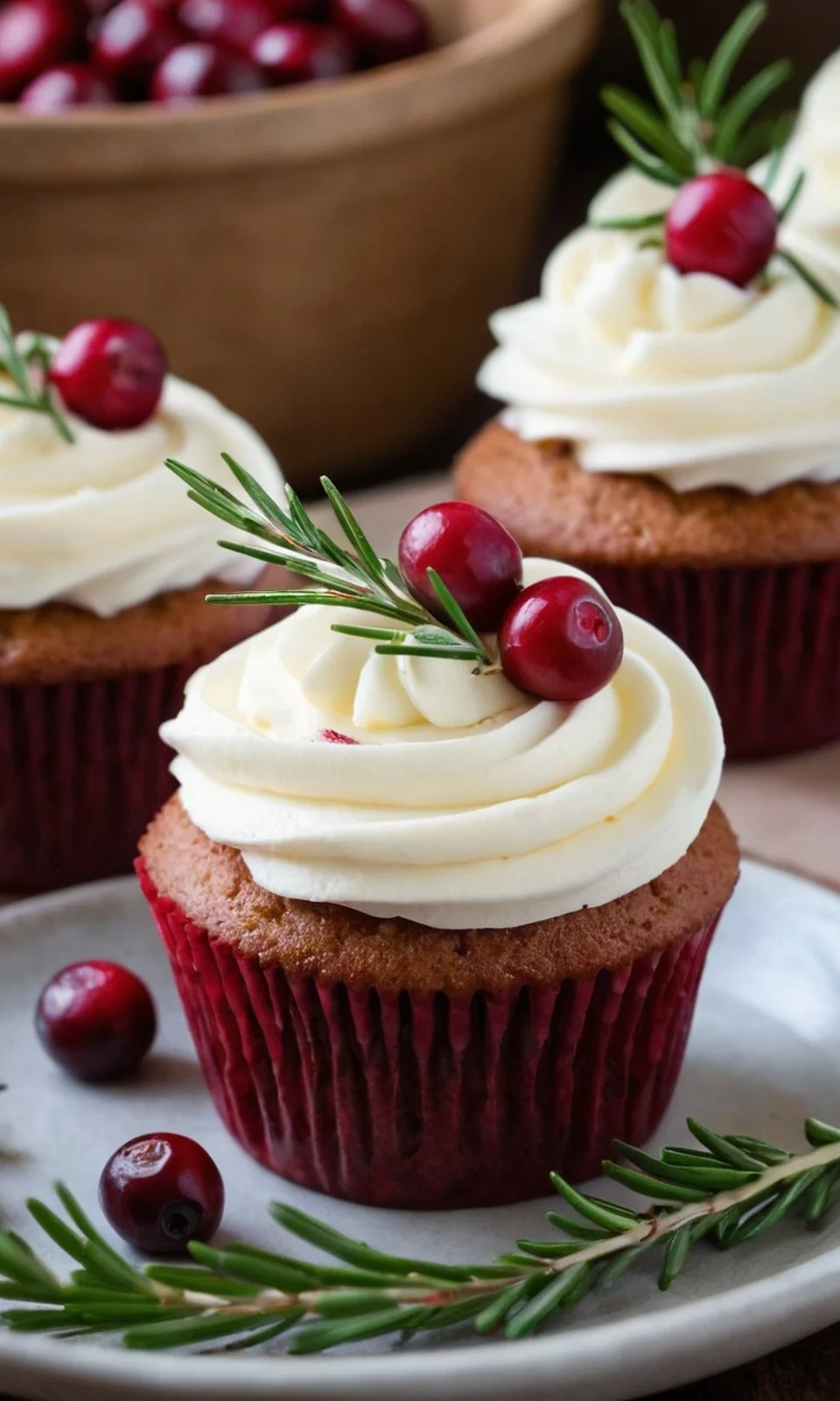 Cranberry and Rosemary Cupcakes