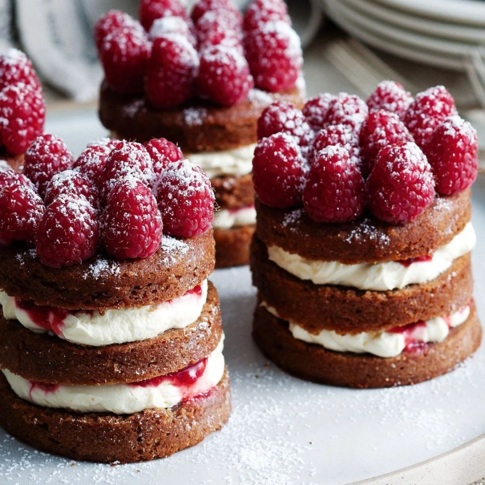 Raspberry and Cream Chocolate Cakes