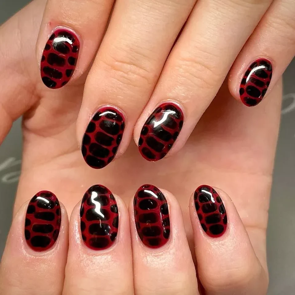 Autumn Snake Print Nails