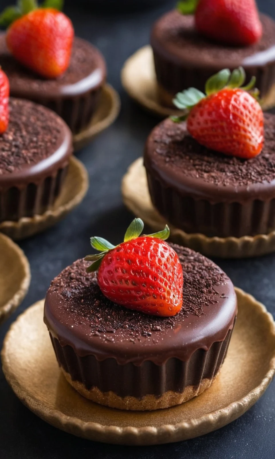 Mini Chocolate Covered Strawberry Cheesecake