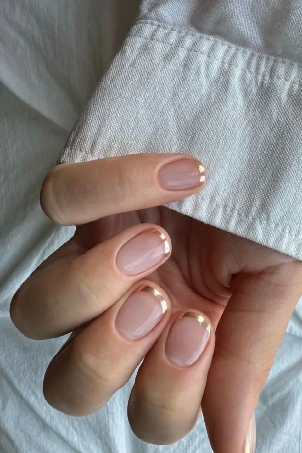 Chic Fall Nails with Gold Chrome French Tips