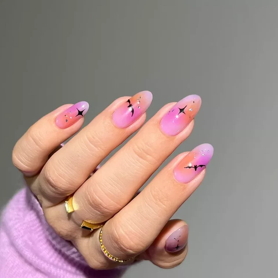 Purple Aura Bat Nails