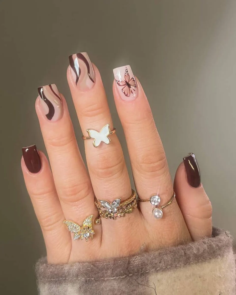 Autumn Butterflies Nails