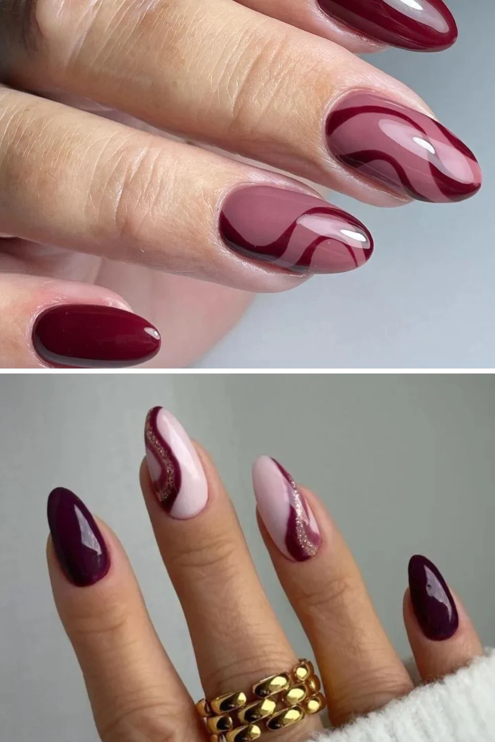 Burgundy Swirl Nails