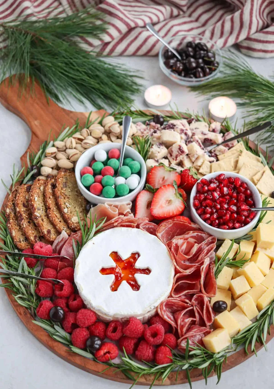 Christmas Charcuterie Board Ideas 5 - Pomegranate and Crandberry Topping