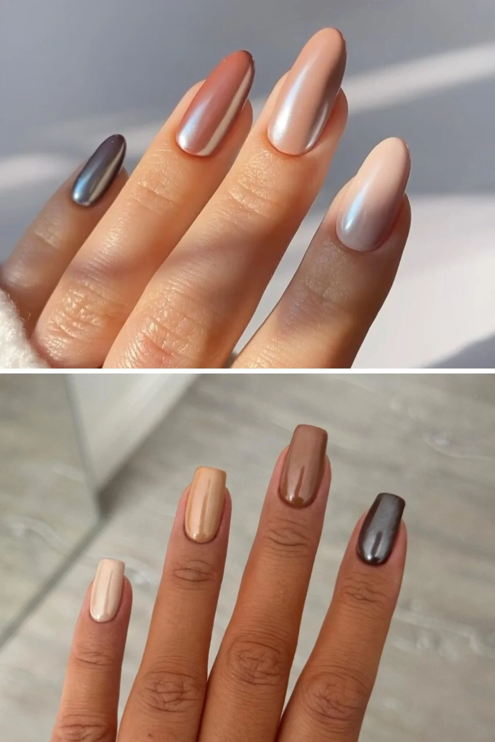 Chrome Nude Skittle Mani