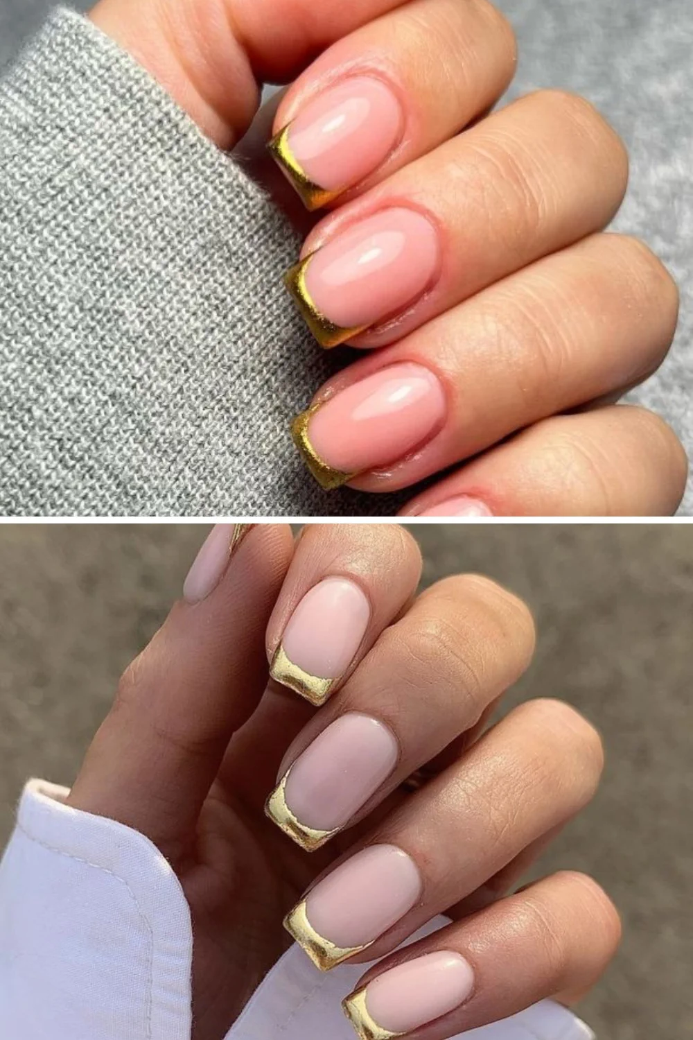 Gold French Tip Nails