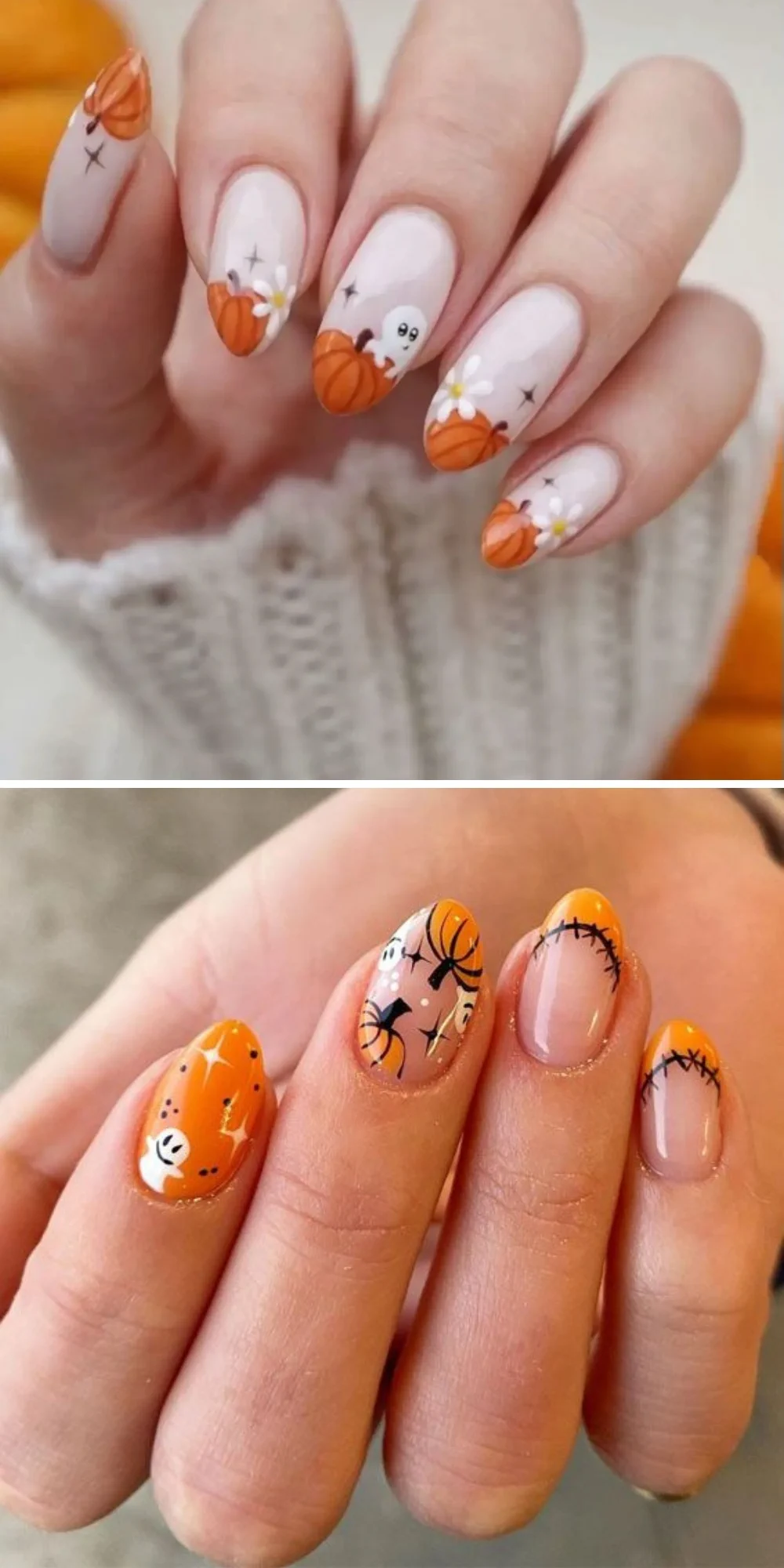 Halloween Pumpkin Design Nails