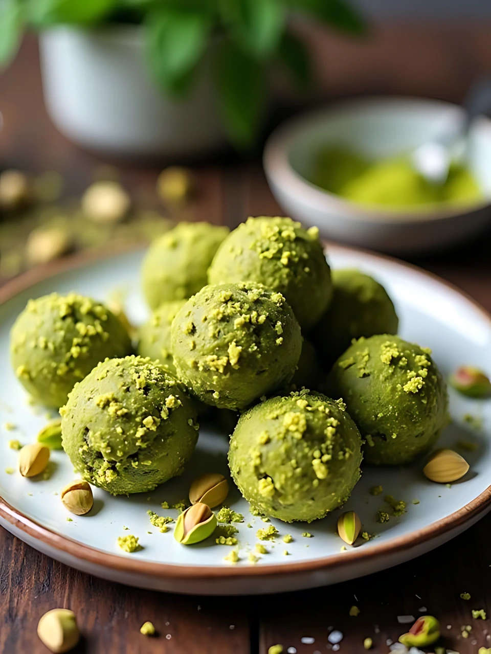 No Bake Energy Bites 01 - Matcha Pistachio Energy Balls