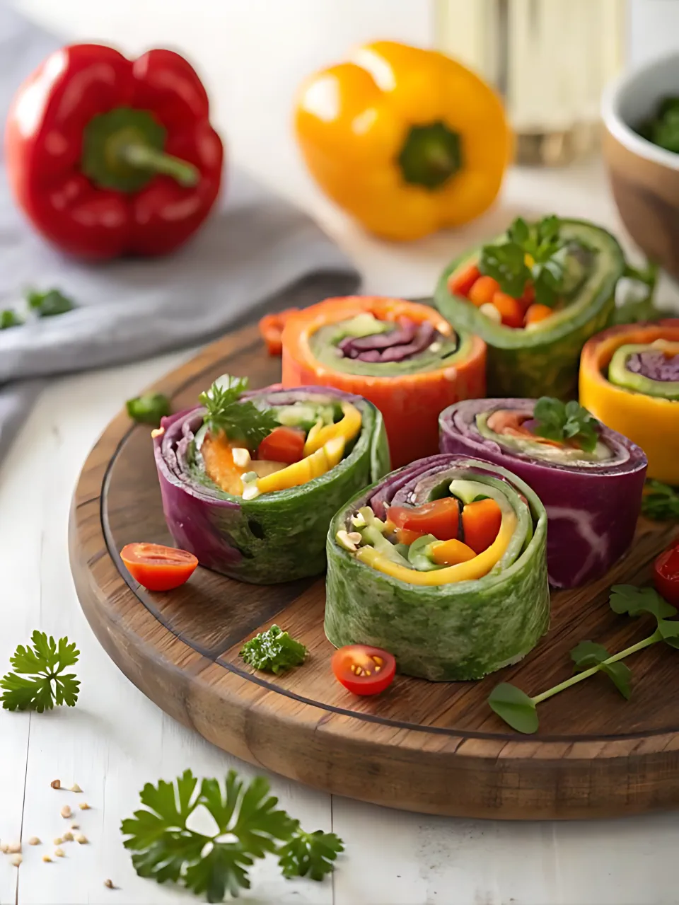 Christmas Appetizer Recipes 10 - Rainbow Veggie Pinwheels