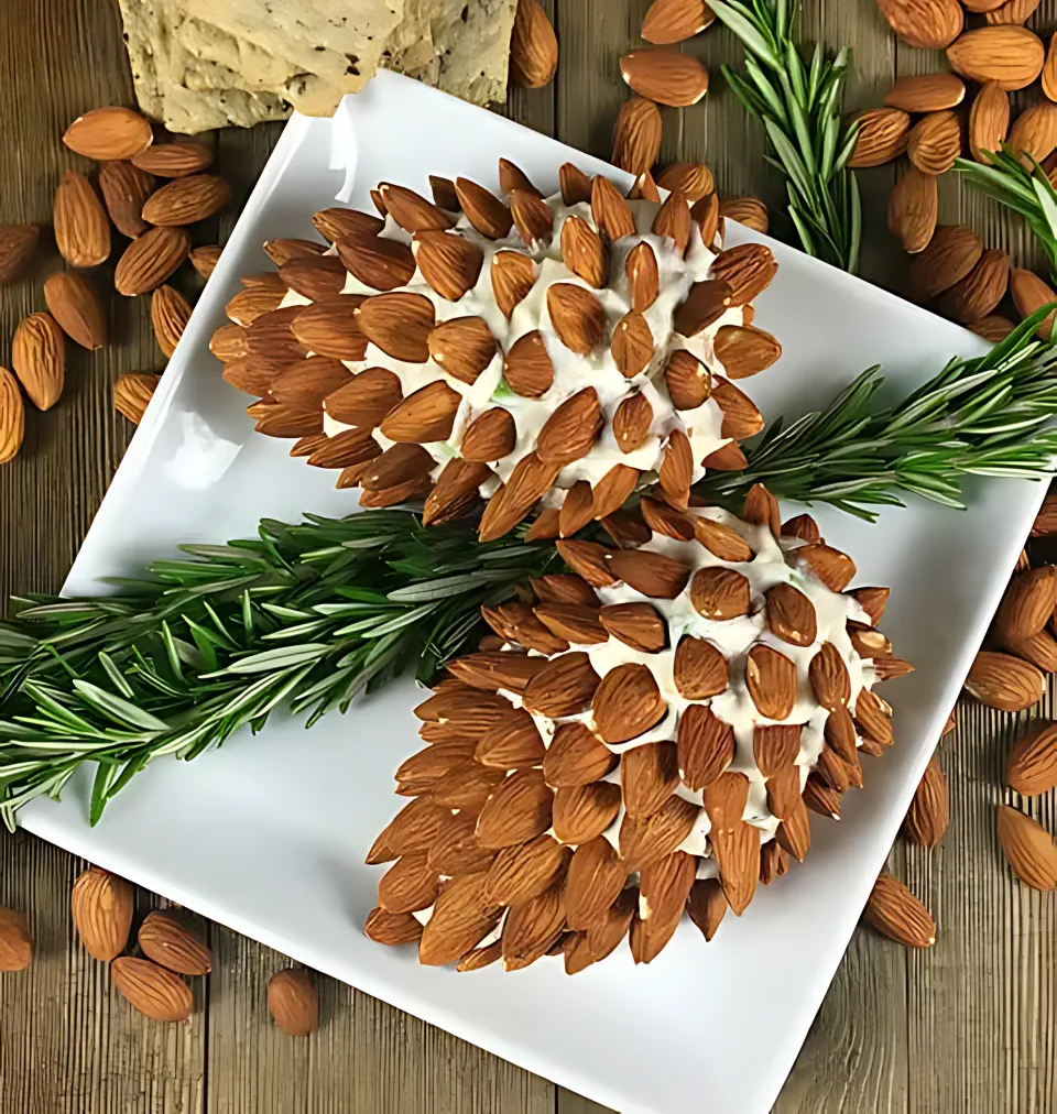 Christmas Appetizer Recipes 17 - Pine Cone Cheese Ball with Almonds