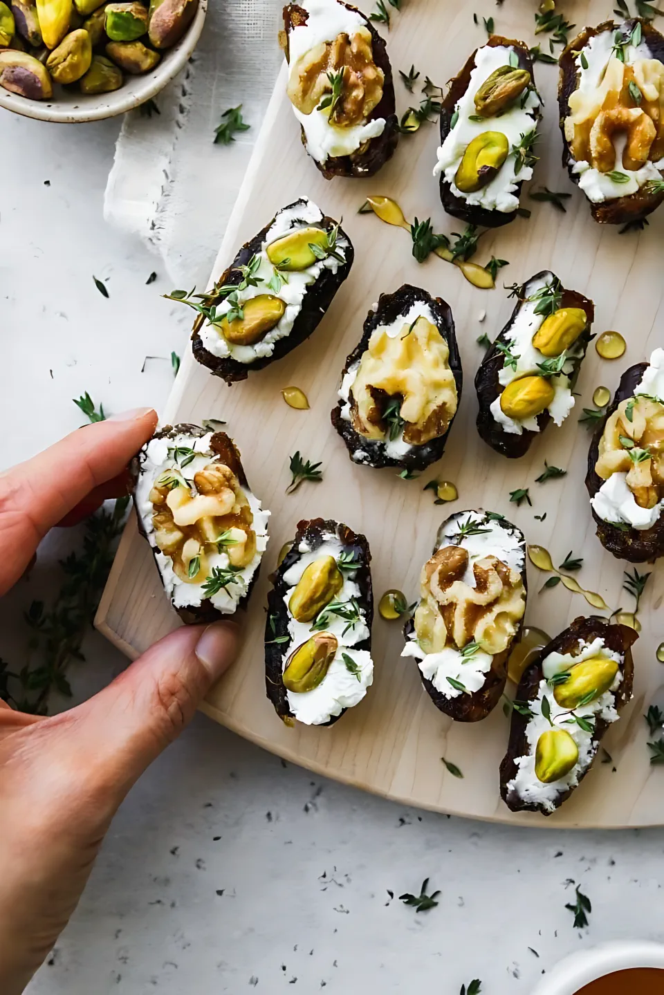 Christmas Appetizer Recipes 23 - Savory Goat Cheese Stuffed Dates