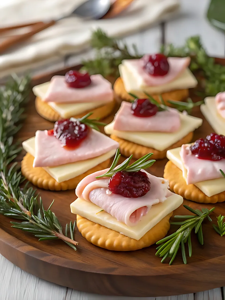 Christmas Appetizer Recipes 4 - Christmas Ritz Bites (With Ham, Brie, and Cranberries)