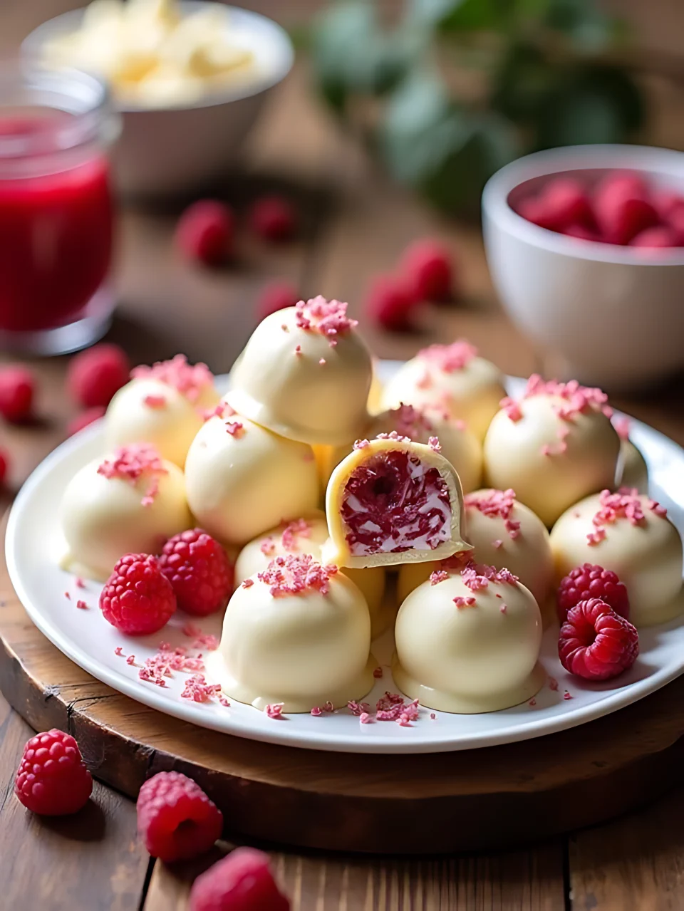 Christmas Truffle Recipes 12 - White Chocolate Raspberry Truffles
