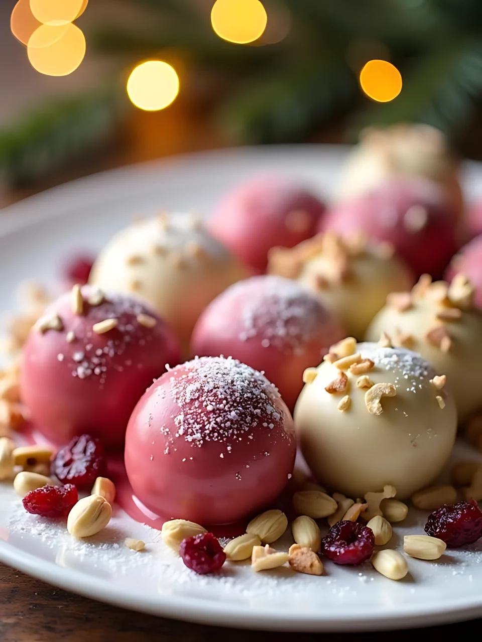 Christmas Truffle Recipes 17 - Cranberry Pistachio White Chocolate Truffles
