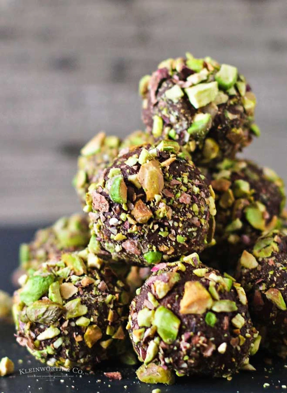 Christmas Truffle Recipes 22 - Dark Chocolate Pistachio Truffles	