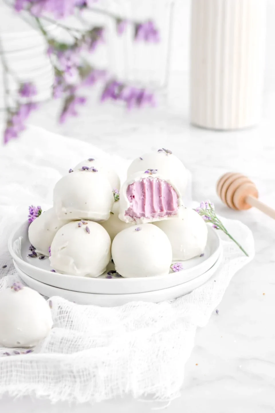 Christmas Truffle Recipes 32 - Honey Lavender White Chocolate Truffles	