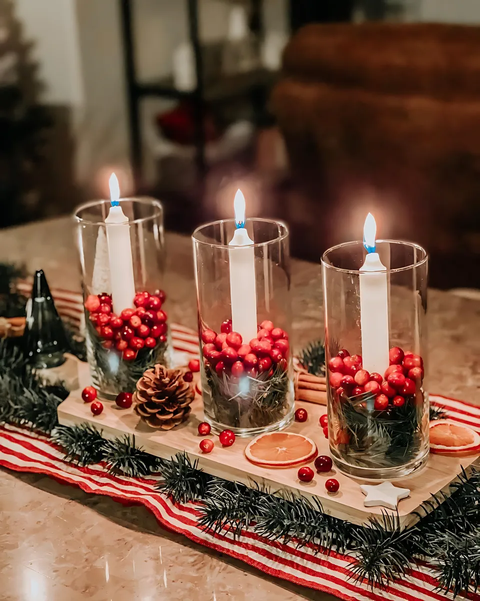 DIY Christmas Centerpiece 14 - Fresh Cranberries	