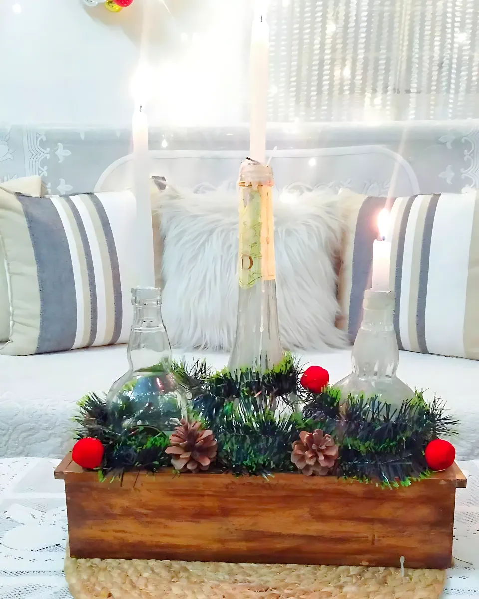 DIY Christmas Centerpiece 16 - Boho-style Centerpiece	