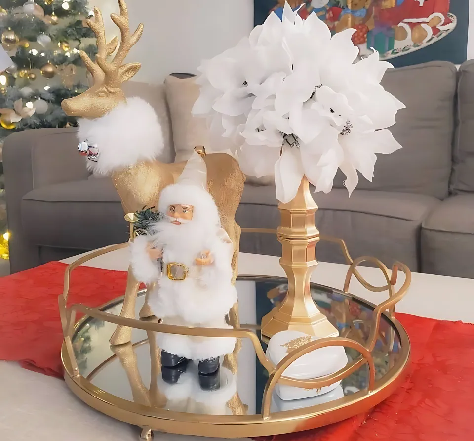 DIY Christmas Centerpiece 18 - Pure White with Golden Acent	