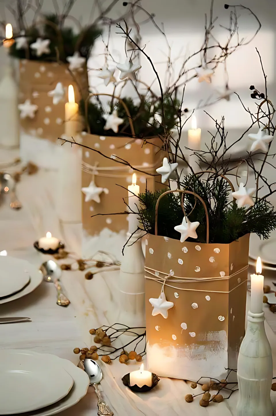 DIY Christmas Centerpiece 2 - Twigs and Little Stars	