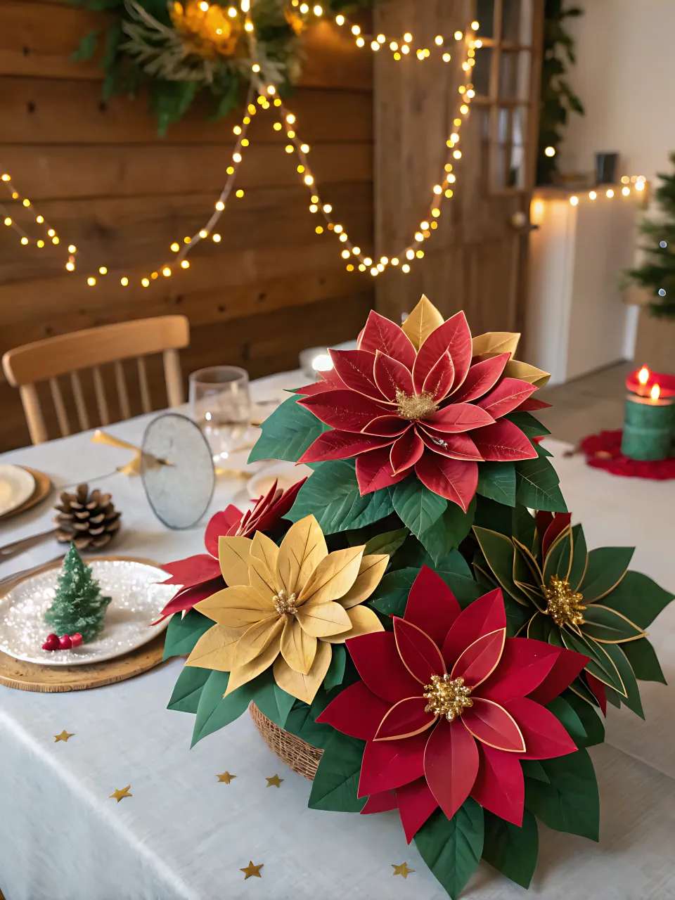 DIY Christmas Centerpiece 28 - Paper Flower Display