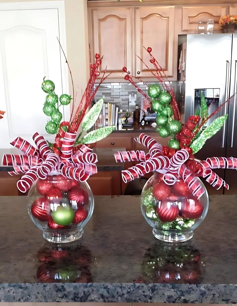 DIY Christmas Centerpiece 6 - Cheap Dollar Store Ornaments	