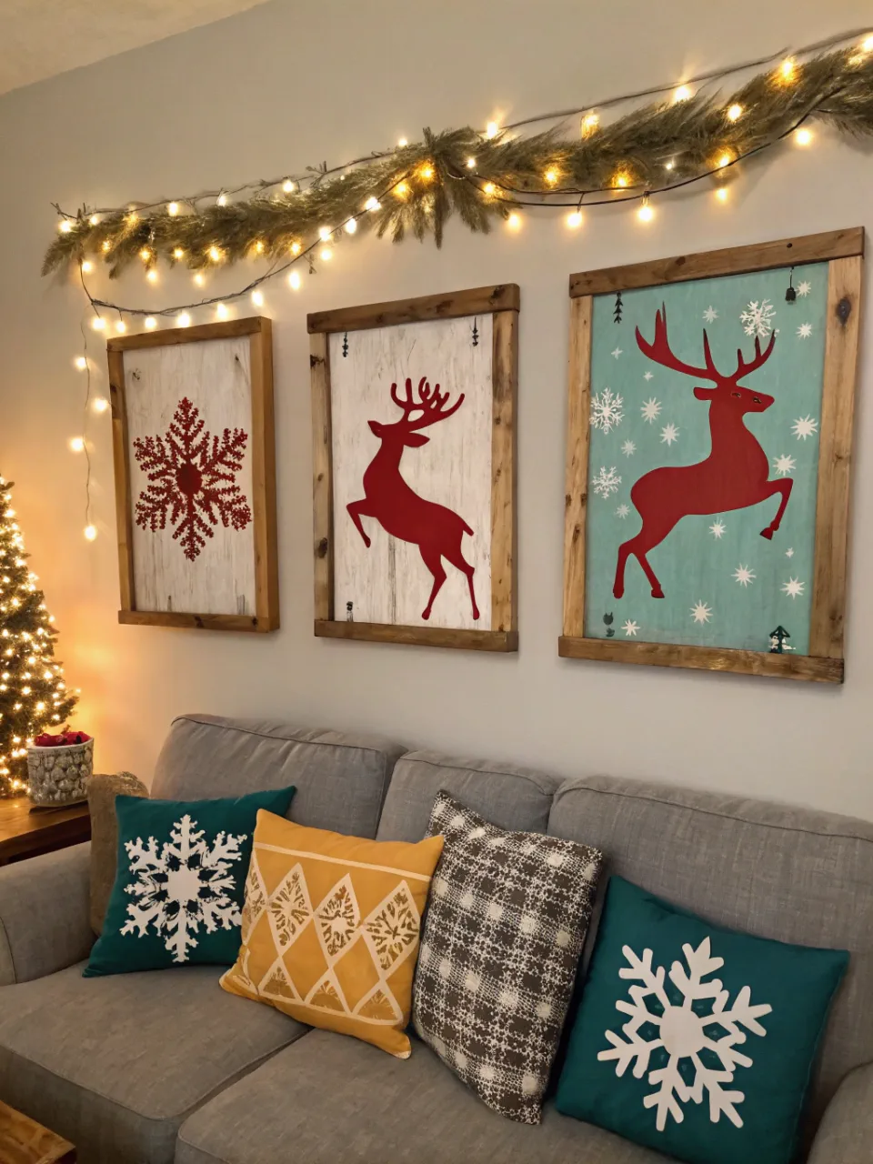 DIY Christmas Decor Ideas 16 - Whimsical Wall Art