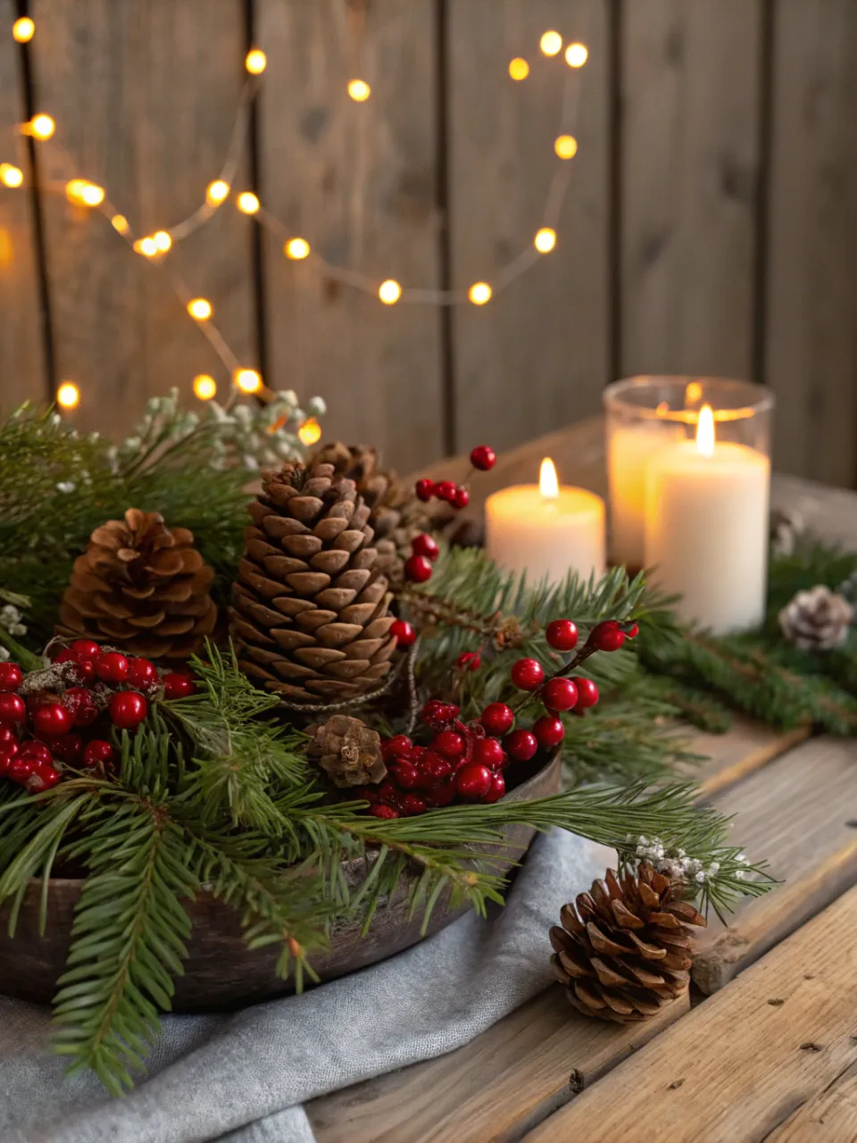 DIY Christmas Decor Ideas 17 - Pinecone and Berry Accents