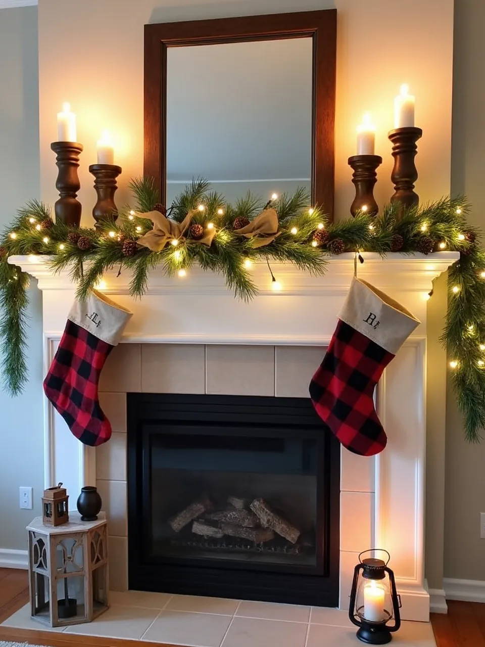 DIY Christmas Decor Ideas 3 - Rustic Mantel Decorations