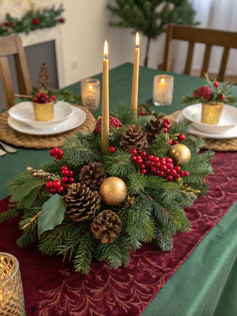 DIY Christmas Decor Ideas 5 - Festive Table Centerpieces