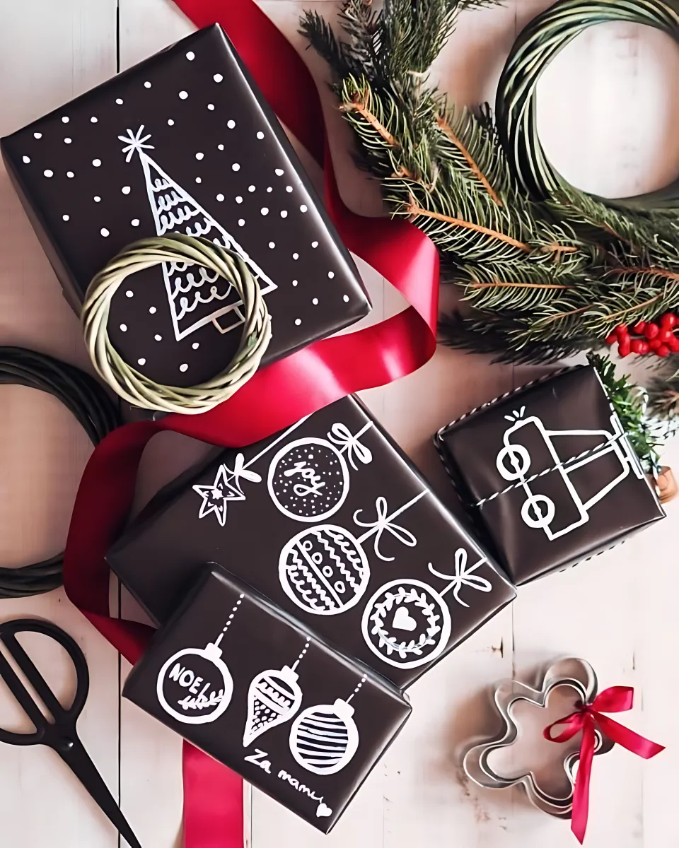 DIY Christmas Gift Wrapping Ideas 18 - Black and White