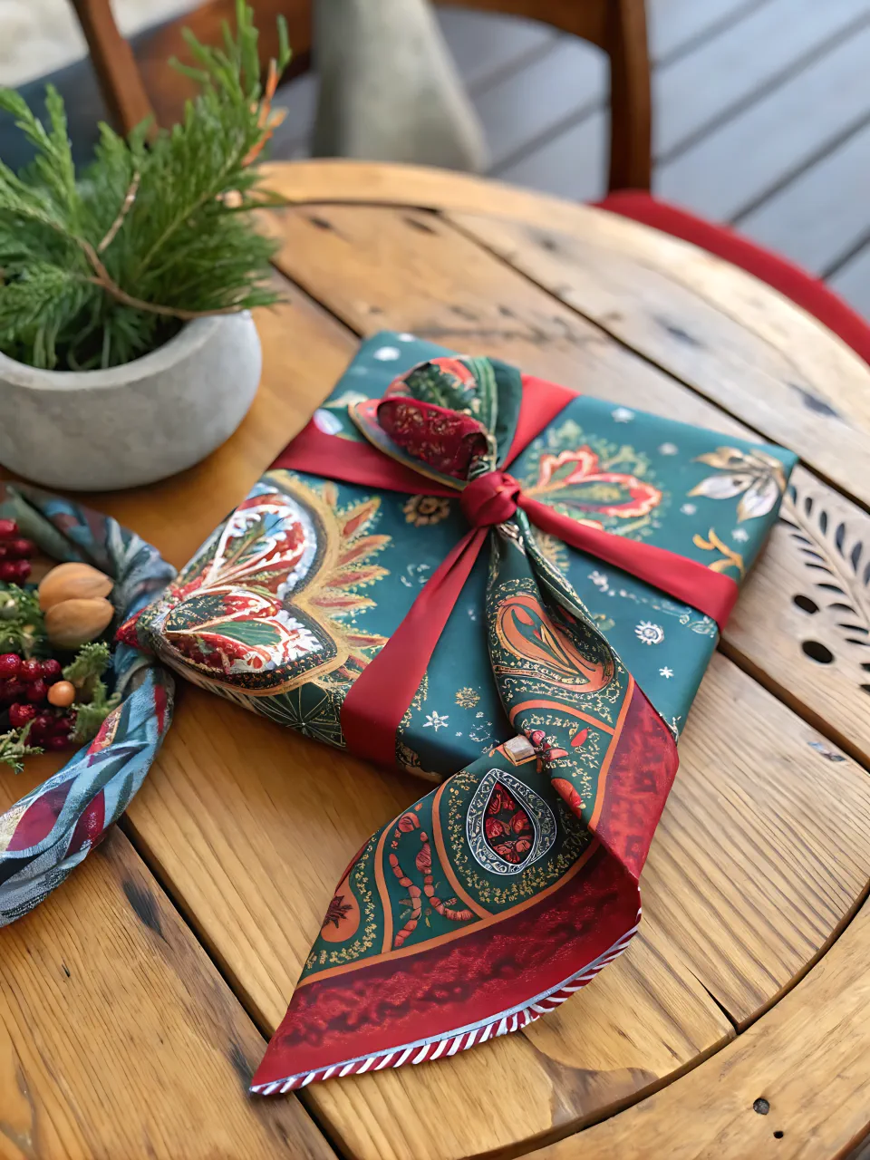 DIY Christmas Gift Wrapping Ideas 3 - Cheap Bandana Gift Wrap