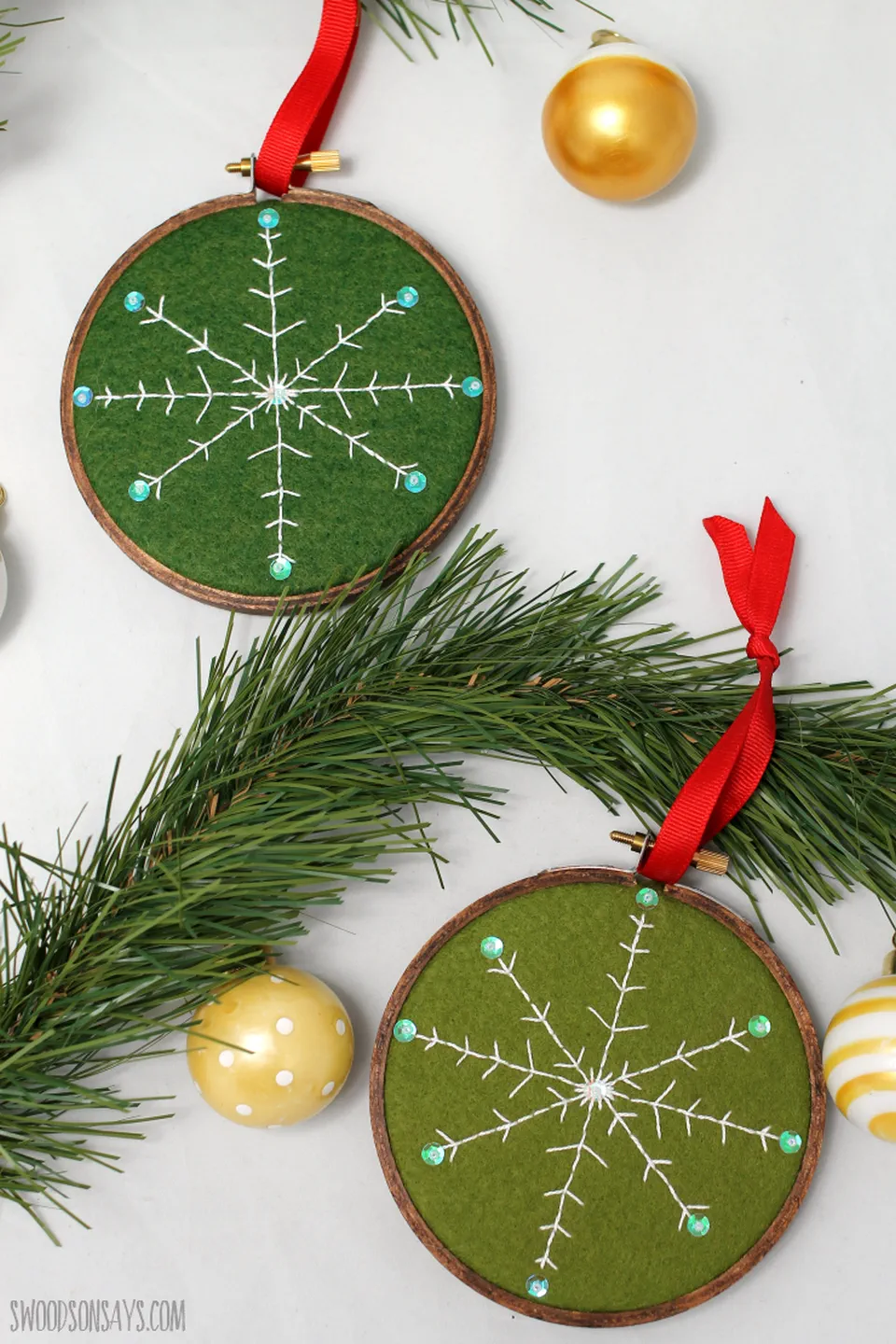 DIY Christmas Gifts 14 - Embroidered Snowflake Ornament