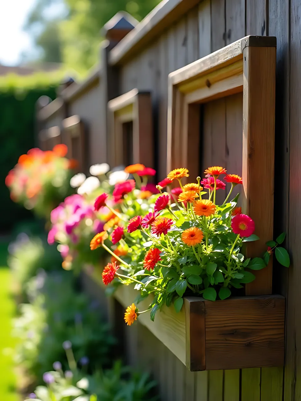 Decorative Garden Fence Ideas11 - Wood Fence with Picture Frame Planters