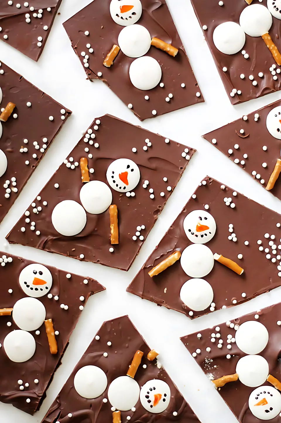 Snowman Chocolate Bark