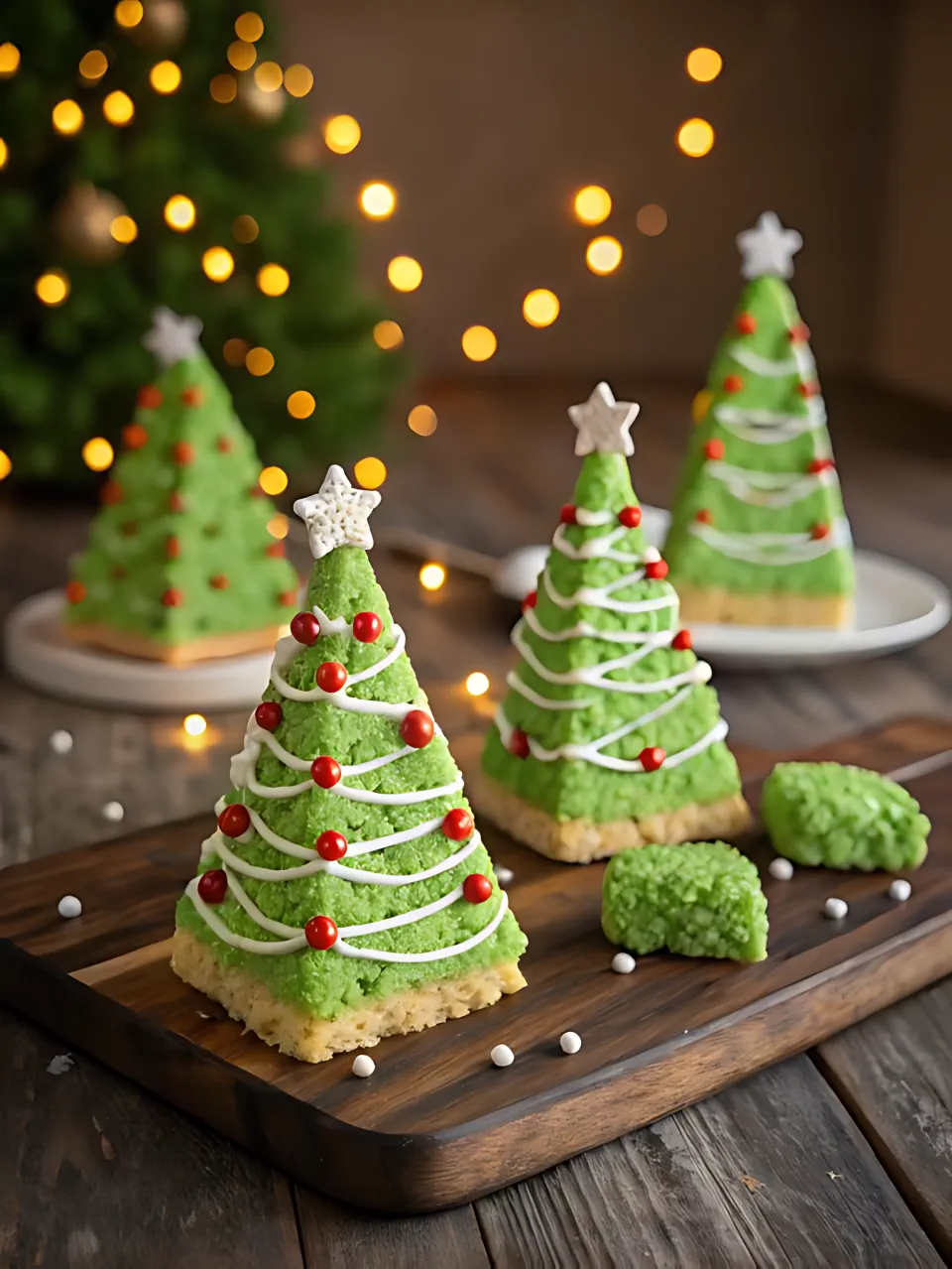 No Bake Christmas Treats 4 - Christmas Tree Rice Krispies Treats